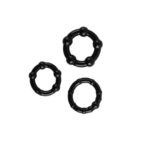 Donut Triple Stamina Cock Ring Set Black