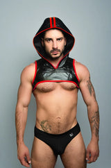 Dale Mas Biker + Hoodie Crop Top Black Red