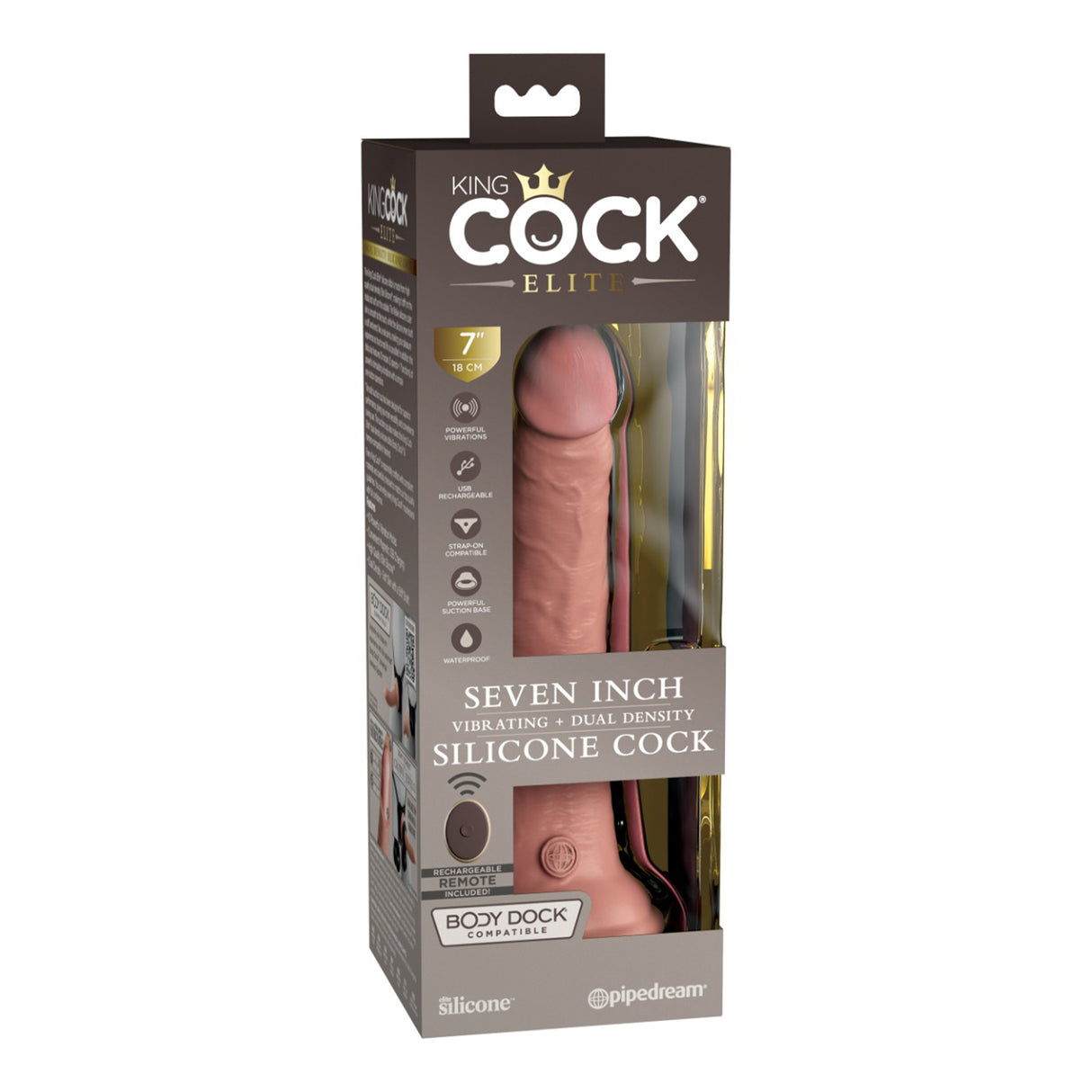Pipedream King Cock Elite 7 Inch Vibrating Dual Density Silicone Cock Flesh