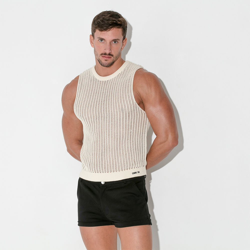 Code 22 Knitted Tank Top Off White