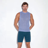Code 22 Knitted Stripe Tank Top Sky Blue