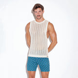 Code 22 Knitted Stripe Tank Top Off White
