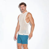 Code 22 Knitted Stripe Tank Top Off White
