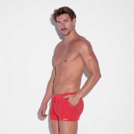 Code 22 Knitted Stripe Short Coral