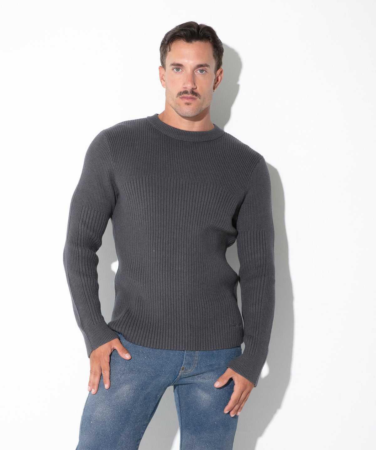 Code 22 Ribbed Sweater Charcoal