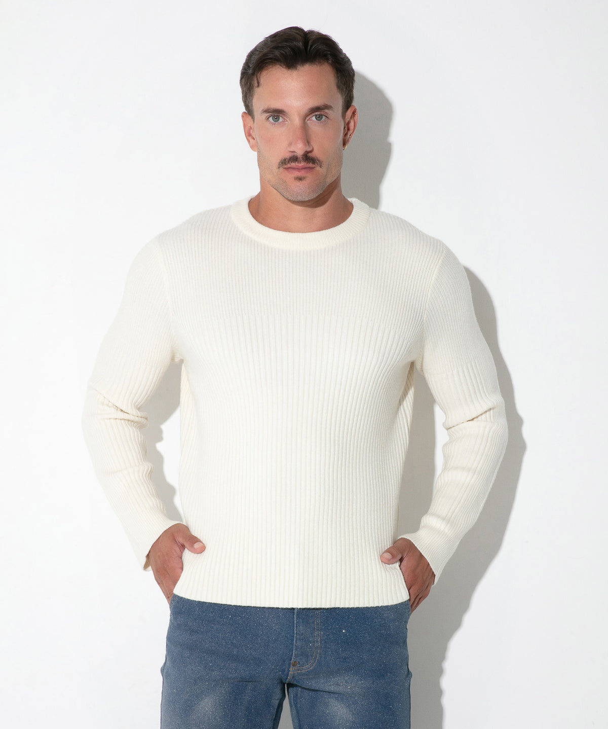 Code 22 Ribbed Sweater Off White