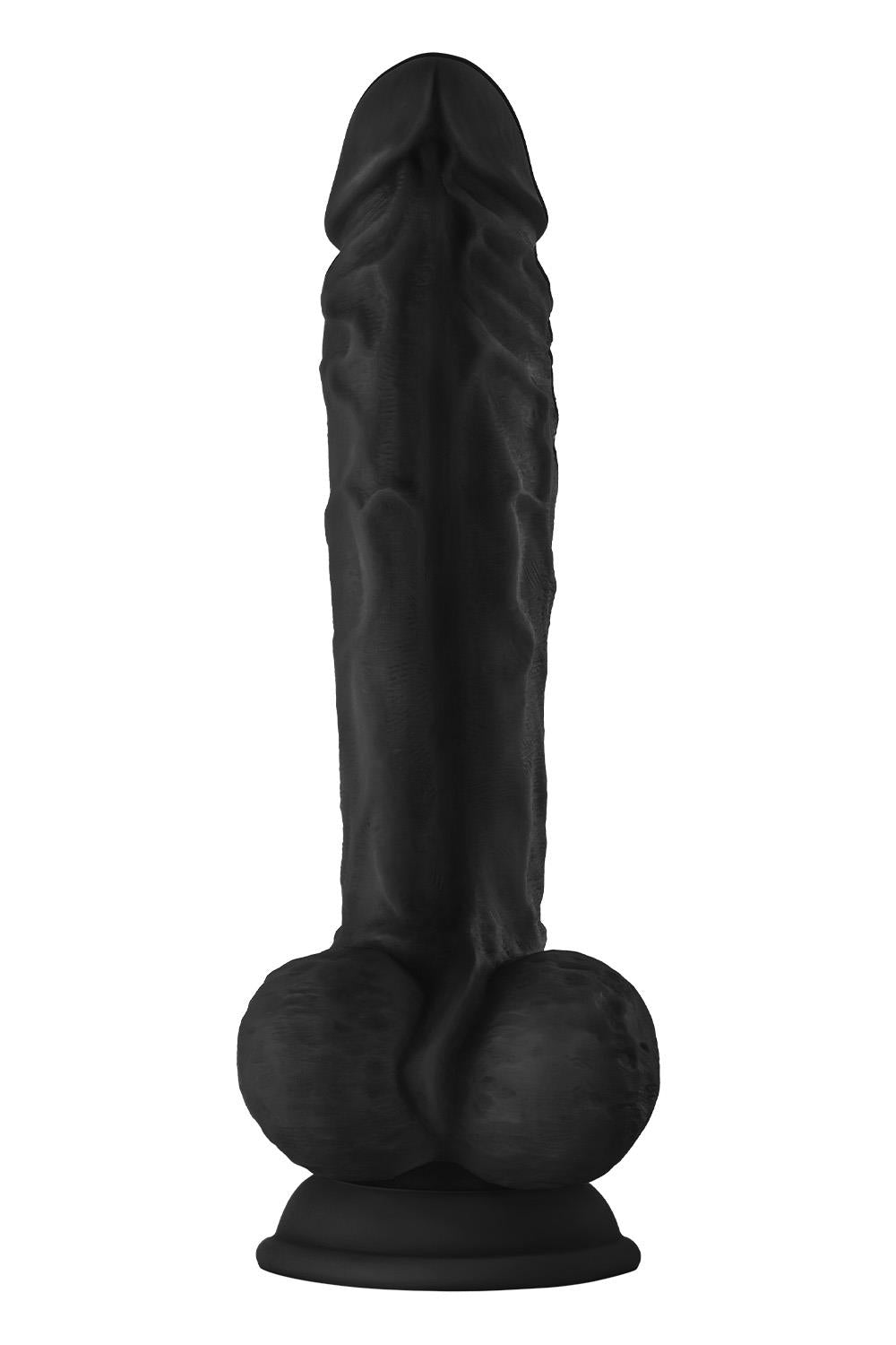 Shaft Liquid Silicone Dong with Balls Model A 10.5 Inch Black