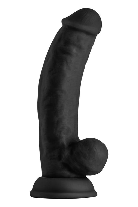 Shaft Liquid Silicone Dong with Balls Model C 7.5 Inch Black