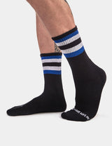 Barcode Berlin Half Fetish Socks Stripes Black Royal White