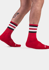 Barcode Berlin Half Fetish Socks Stripes Red Black White