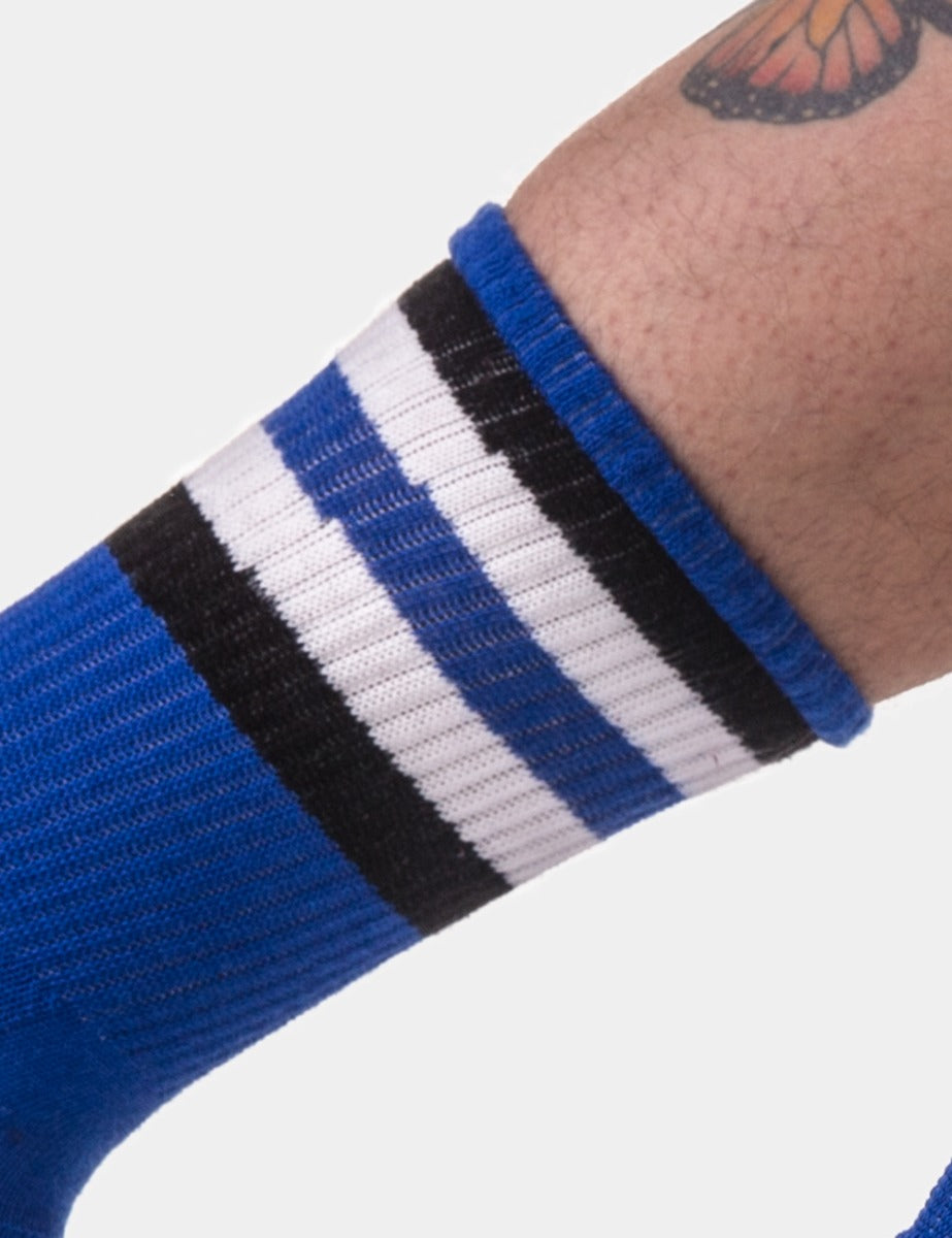 Barcode Berlin Half Fetish Socks Stripes Royal Black White