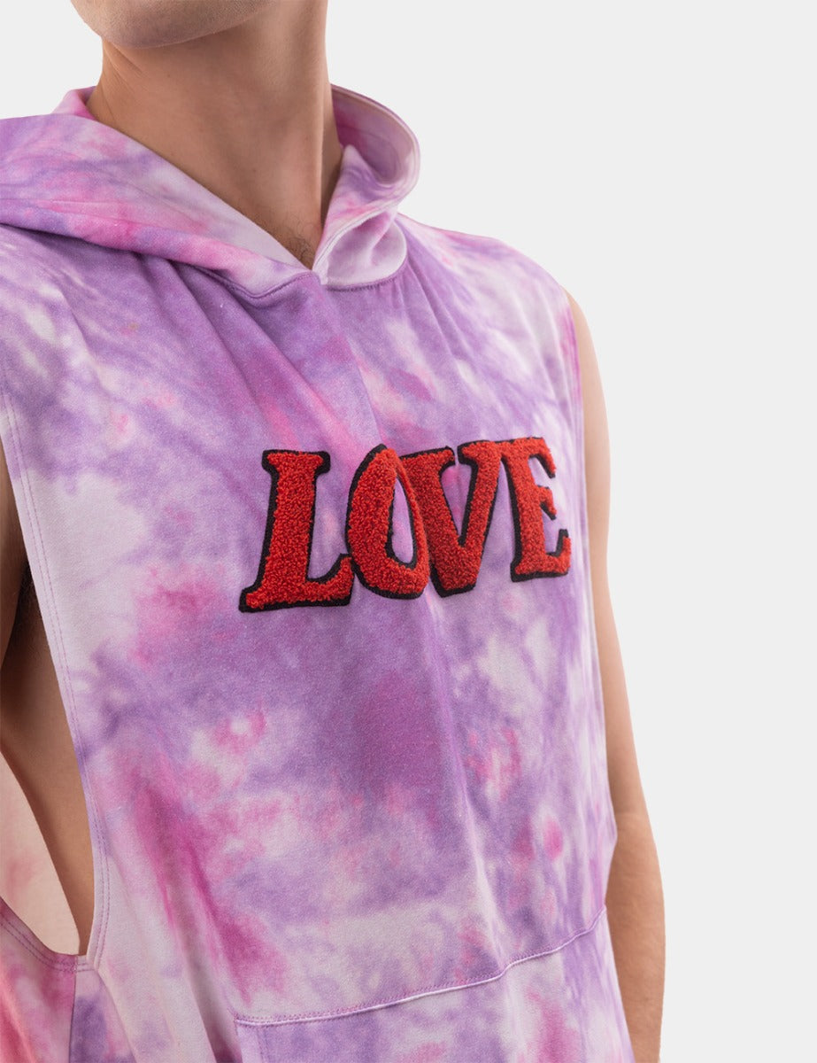 Barcode Berlin Sleeveless Hoody Jax Tiedye Lilac Pink