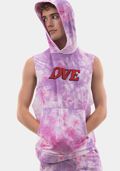 Barcode Berlin Sleeveless Hoody Jax Tiedye Lilac Pink