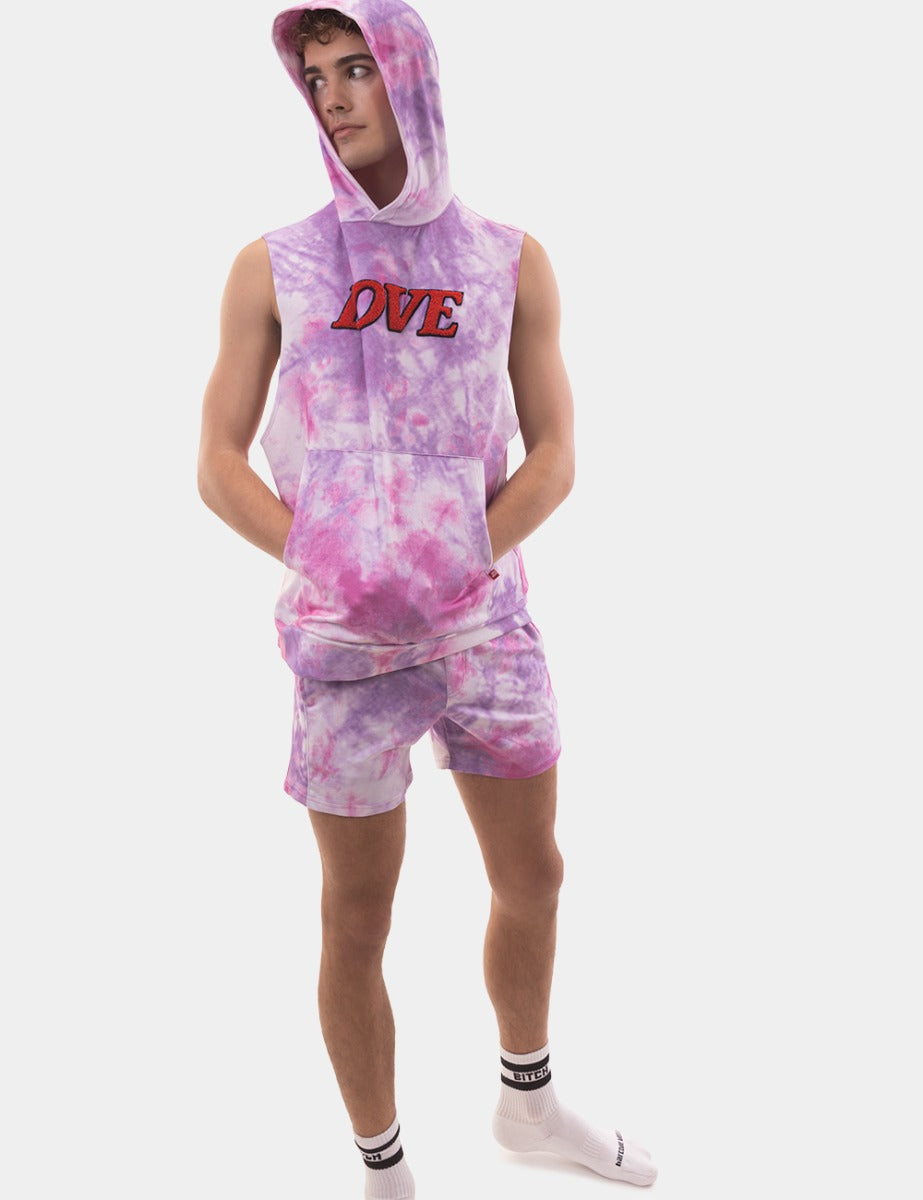 Barcode Berlin Sleeveless Hoody Jax Tiedye Lilac Pink