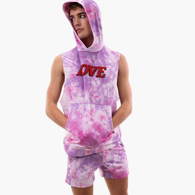 Barcode Berlin Sleeveless Hoody Jax Tiedye Lilac Pink