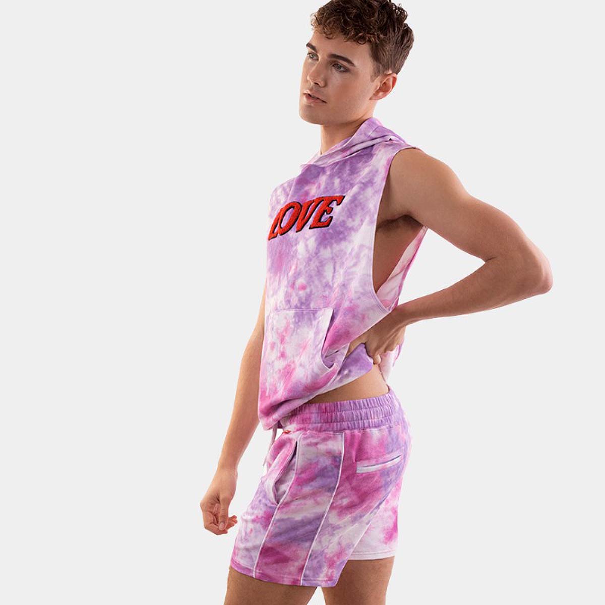 Barcode Berlin Sleeveless Hoody Jax Tiedye Lilac Pink