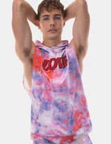 Barcode Berlin Sleeveless Hoody Jax Tiedye Blue Red