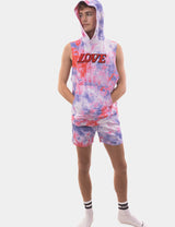 Barcode Berlin Sleeveless Hoody Jax Tiedye Blue Red