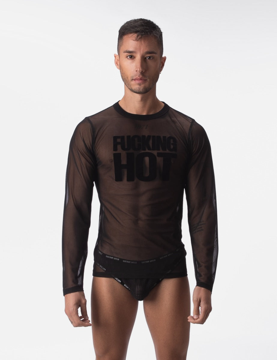 Barcode Berlin Mesh Long Sleeve Fucking Hot Black