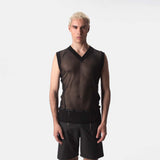 Barcode Berlin Muscle Mesh V Neck Lolo Black