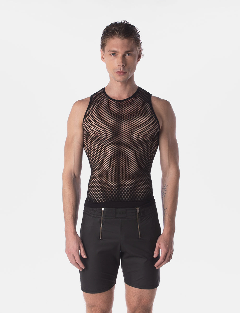 Barcode Berlin Fishnet Tank Top Stefano Black