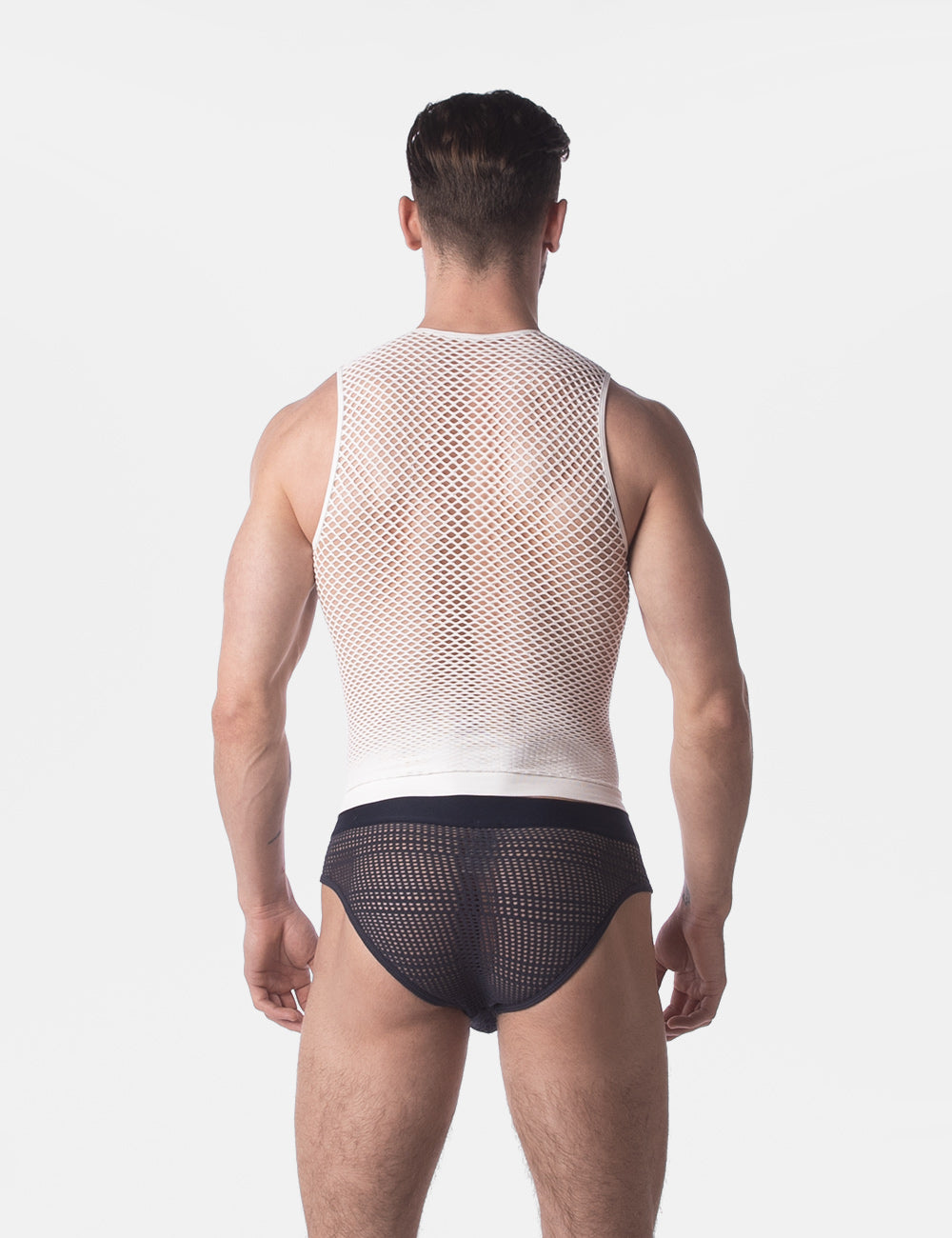 Barcode Berlin Fishnet Tank Top Stefano White