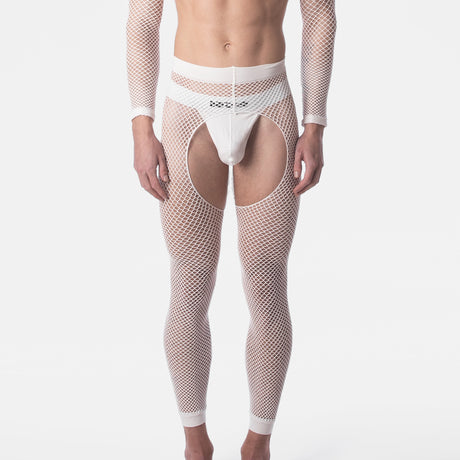 Barcode Berlin Fishnet Leggings Cacci White