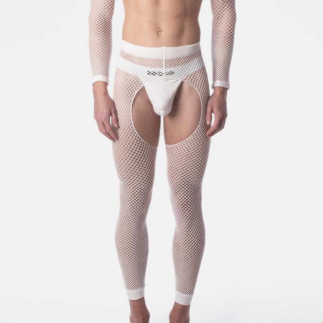 Barcode Berlin Fishnet Leggings Cacci White