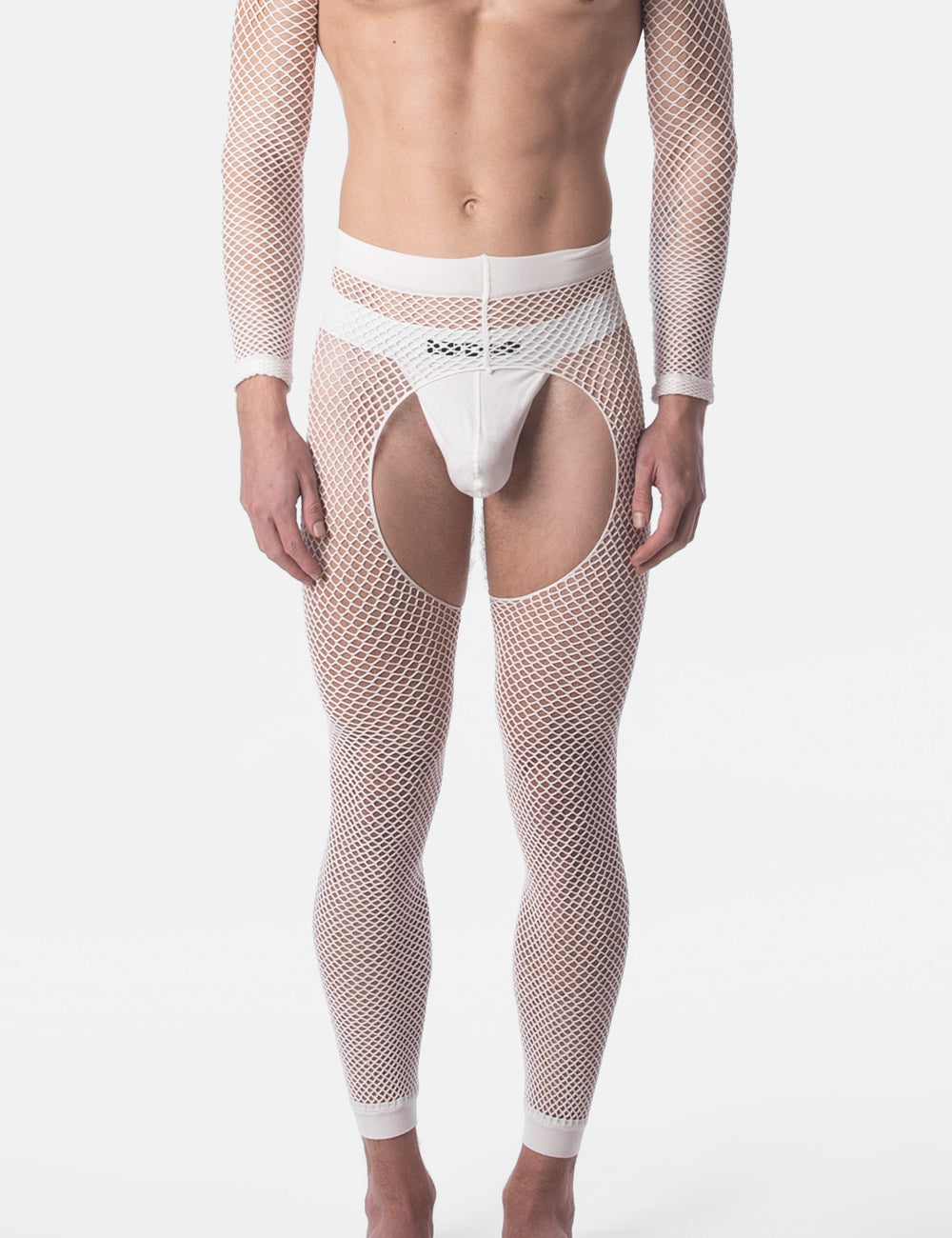 Barcode Berlin Fishnet Leggings Cacci White