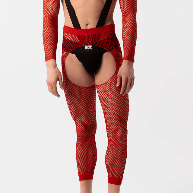 Barcode Berlin Fishnet Leggings Cacci Red