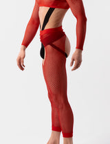 Barcode Berlin Fishnet Leggings Cacci Red