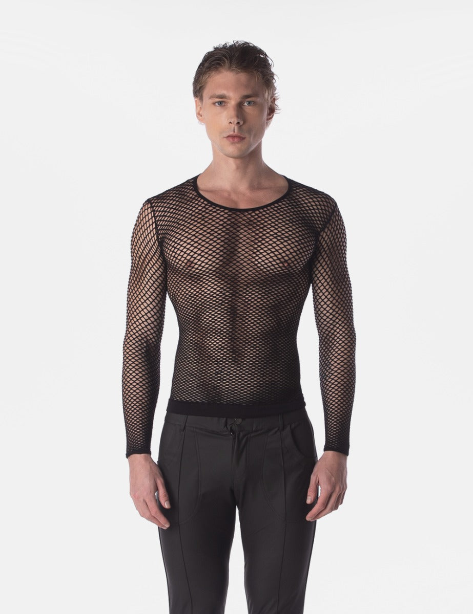 Barcode Berlin Fishnet Long Sleeve Capo Black