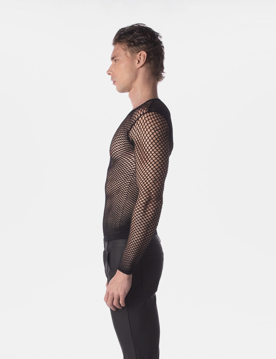 Barcode Berlin Fishnet Long Sleeve Capo Black