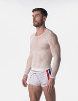 Barcode Berlin Fishnet Long Sleeve Capo White