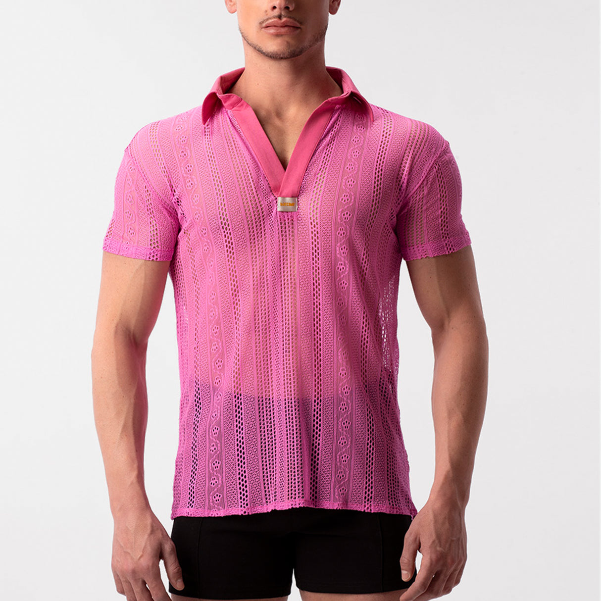 Barcode Berlin Lace Polo Shirt Grigor Pink