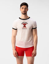 Barcode Berlin T Shirt Ash Leather Bear White Red Black