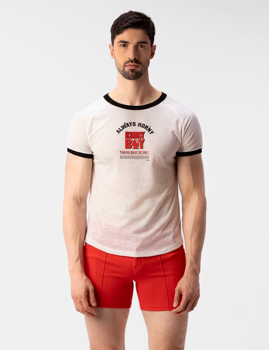 Barcode Berlin Raglan T Shirt Kinky Boy White Red Black