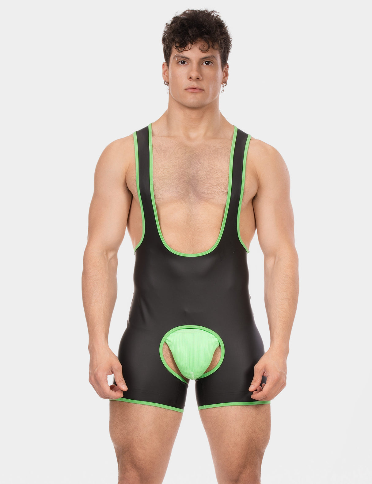 Barcode Berlin Singlet Kam Black Neon Green