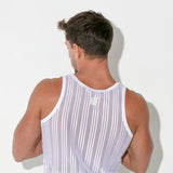 Code 22 Mesh Pinstripe Tank Top White