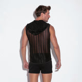 Code 22 Sheer Stripe Sleeveless Hoody Black