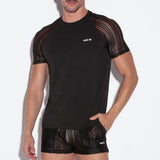 Code 22 Sheer Stripe T Shirt Black