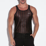 Code 22 Sheer Stripe Tank Top Black