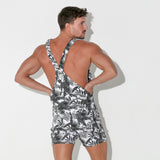 Code 22 Stretch Short Dungarees Charcoal