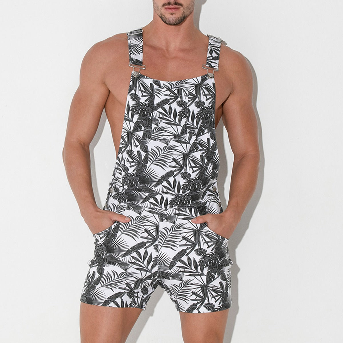 Code 22 Stretch Short Dungarees Charcoal