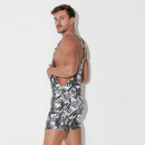 Code 22 Stretch Short Dungarees Charcoal