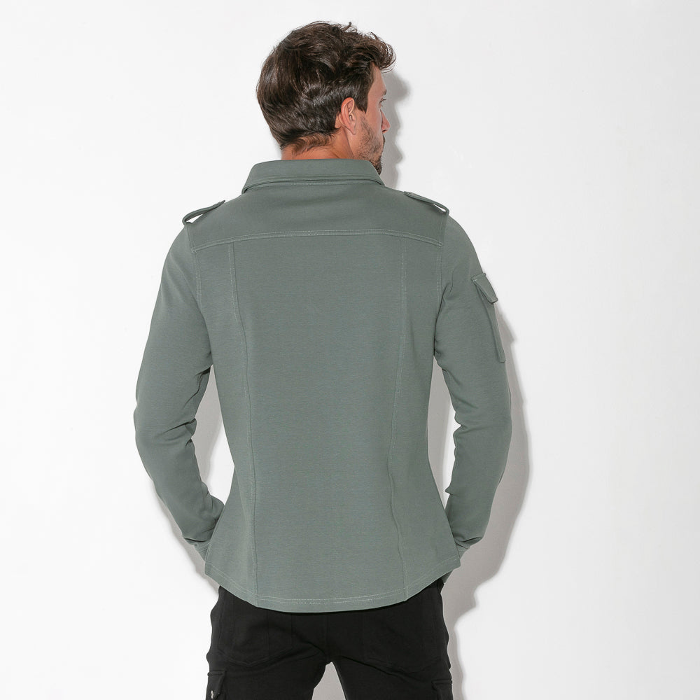 Code 22 Cargo Zip Overshirt Khaki