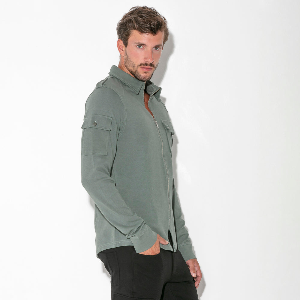 Code 22 Cargo Zip Overshirt Khaki