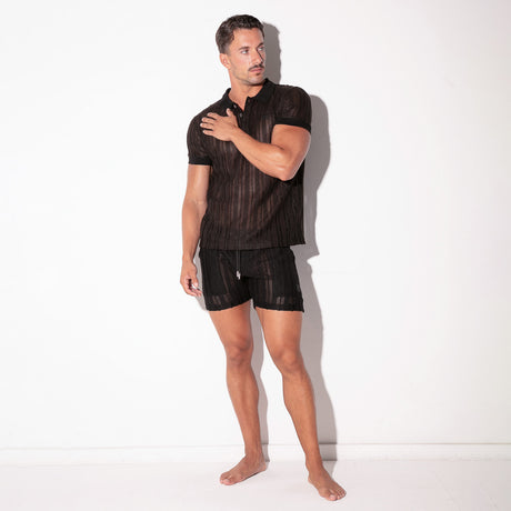 Code 22 Oasis Openwork Polo Black