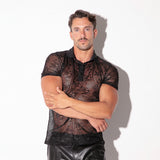 Code 22 Sheer Lace Polo Black