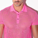 Code 22 Sheer Lace Polo Fuchsia
